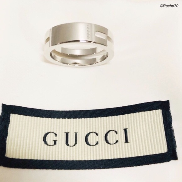 New Authentic Gucci Trademark Ring w/ Cut-Out Band - Picture 2 of 8